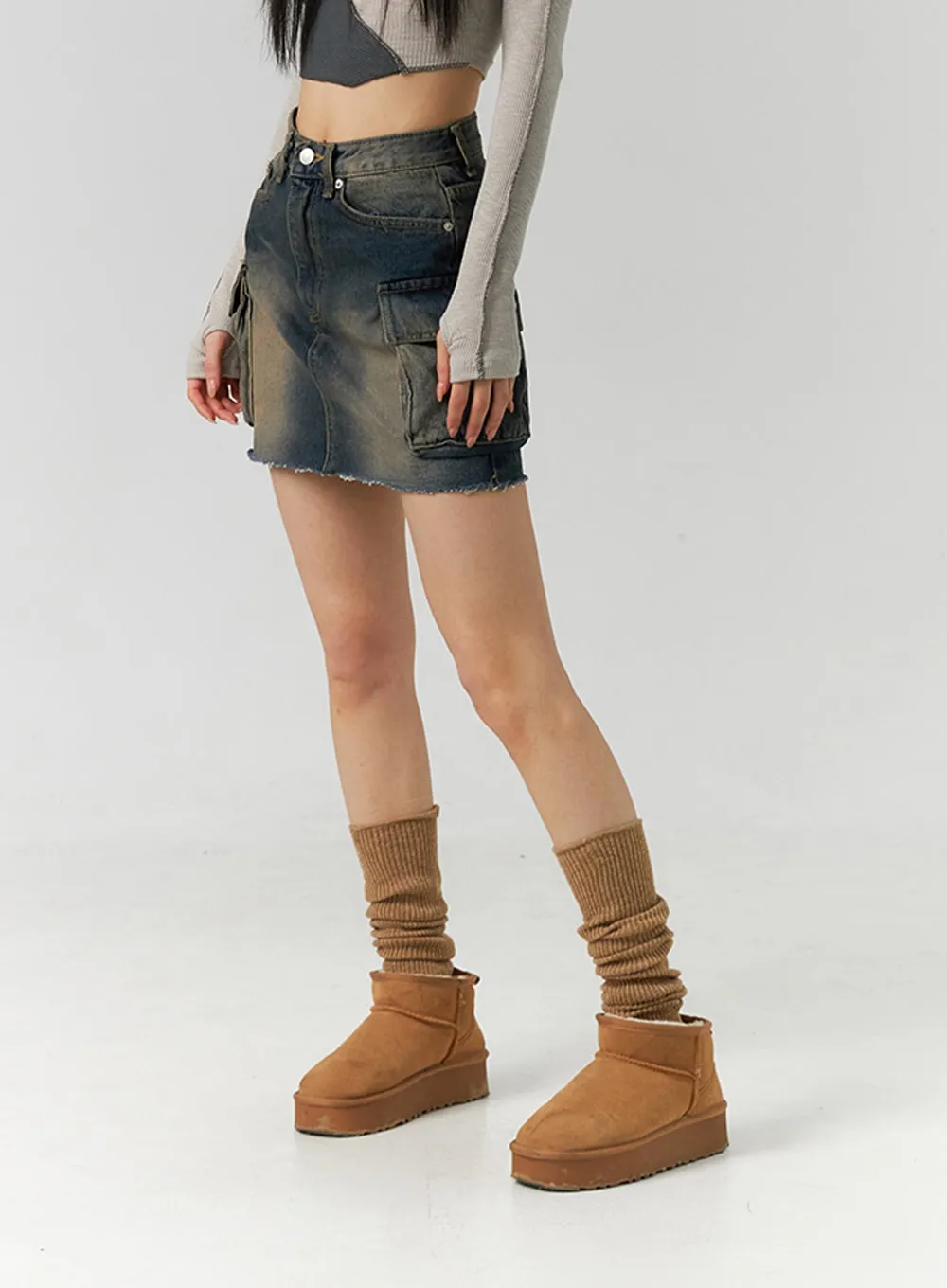Washed Cargo Mini Skirt ID306 sold by Lewkin product image thumbnail 5