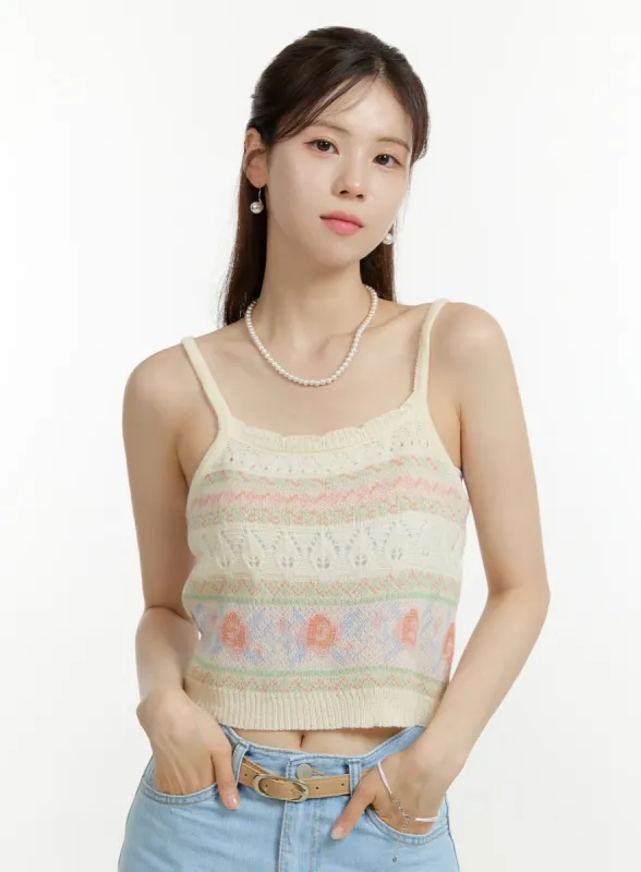 Floral Crochet Sleeveless Top OU428 sold by Lewkin