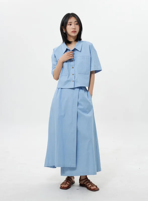Wrapped Denim Maxi Skirt OY308 sold by Lewkin