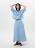 Wrapped Denim Maxi Skirt OY308 sold by Lewkin