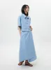 Wrapped Denim Maxi Skirt OY308 sold by Lewkin
