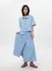 Wrapped Denim Maxi Skirt OY308 sold by Lewkin