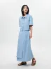 Wrapped Denim Maxi Skirt OY308 sold by Lewkin