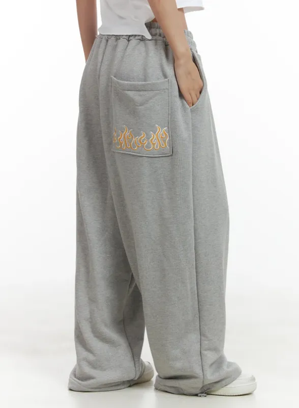 Graphic Pocket Wide Sweatpants CL417 sold by Lewkin