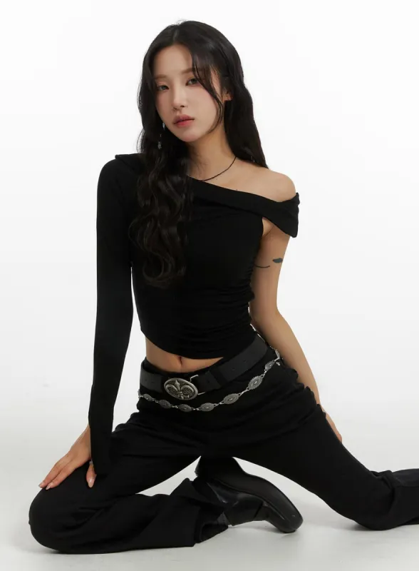 Asymmetrical One-Shoulder Crop Top CJ416 sold by Lewkin
