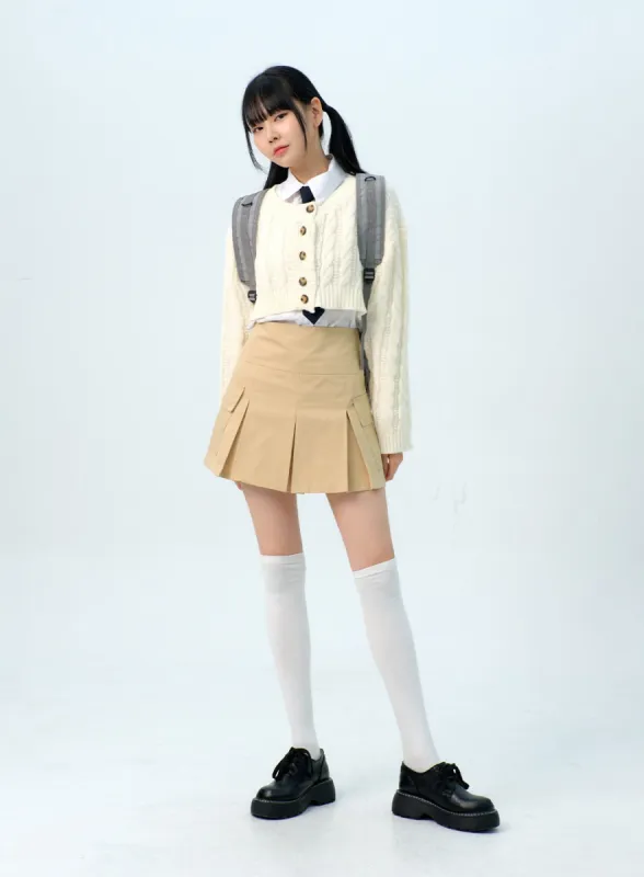 Double Pocket Pleated Mini Skirt IG312 sold by Lewkin