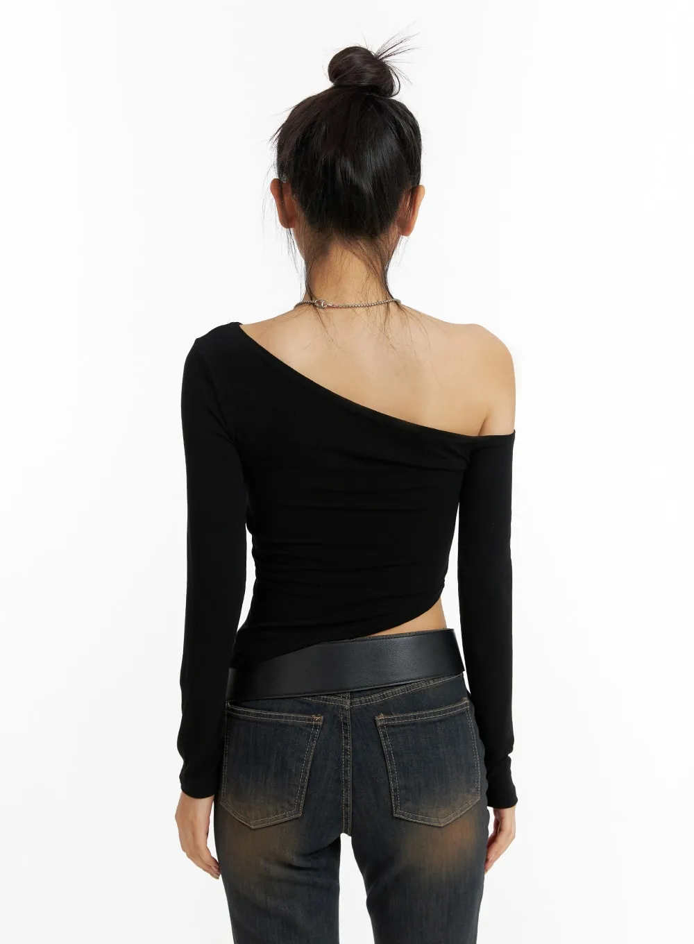 Asymmetrical One-Shoulder Side Cut Long Sleeve CF416 sold by Lewkin product image thumbnail 5