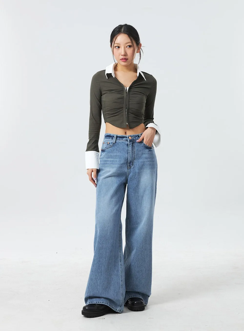 Button Wide Tailored Pants IO12 sold by Lewkin product image thumbnail 2