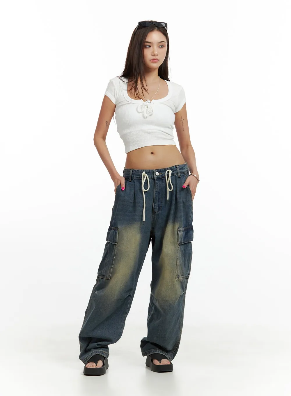 U Neck Crop Tee CU417 sold by Lewkin product image thumbnail 2