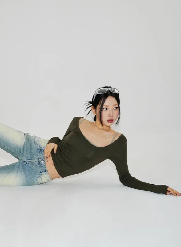 Scoop Neck Cropped Top CF315 sold by Lewkin