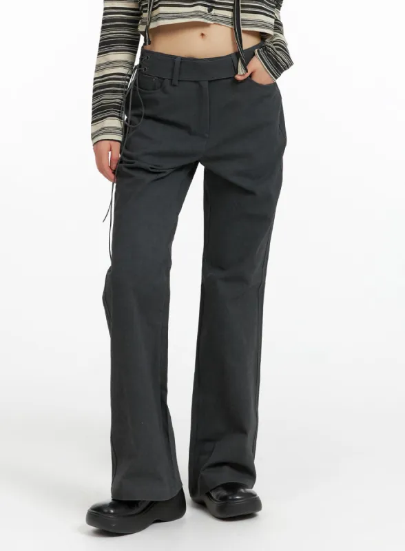 Belted Slim Bootcut Pants CF423 sold by Lewkin