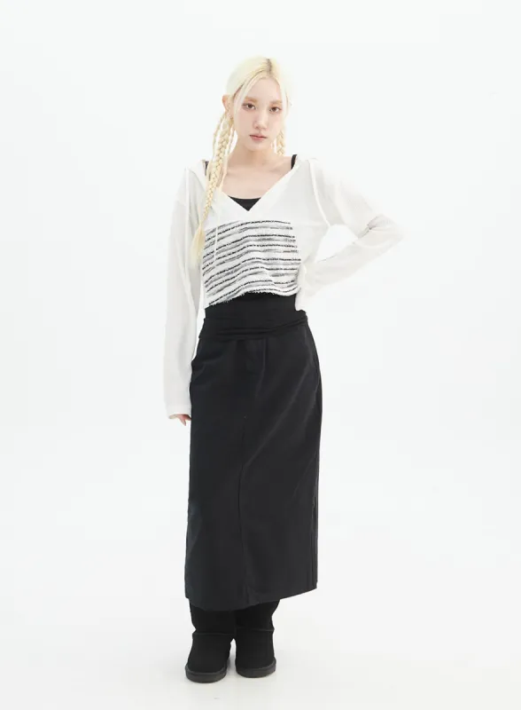 Denim Slit Maxi Skirt IN328 sold by Lewkin