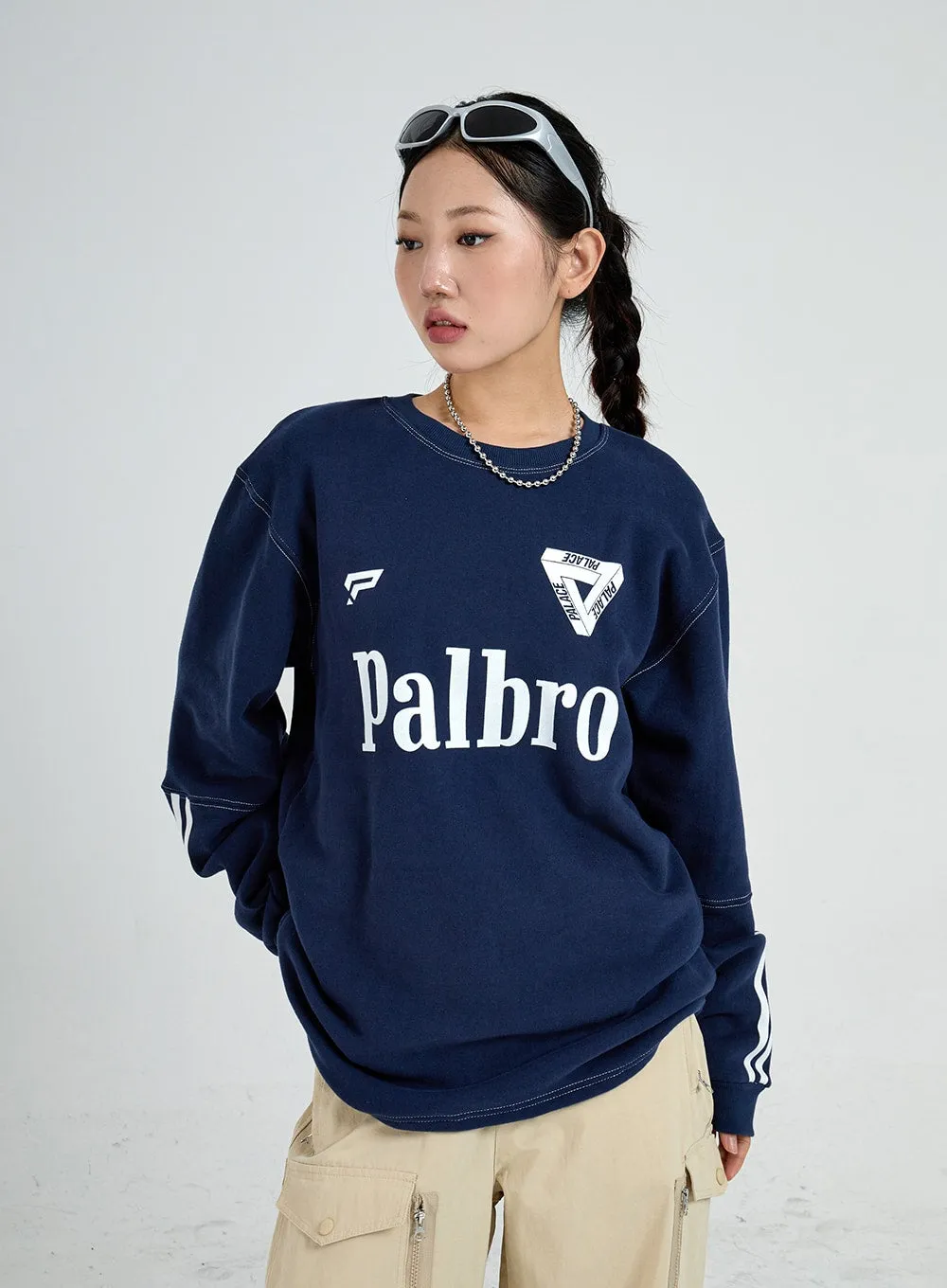 Wide Lettering Print Sweatshirt CO18 sold by Lewkin