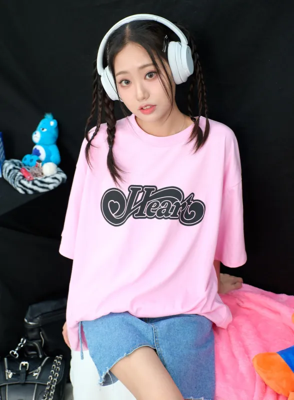 Heart Oversized Tee BY322 sold by Lewkin