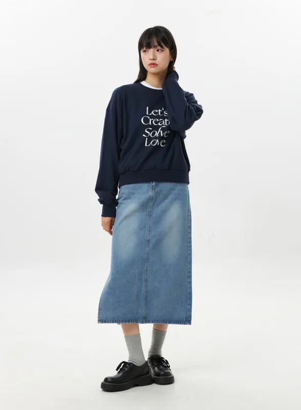 Washed Denim Midi Skirt OS305 sold by Lewkin