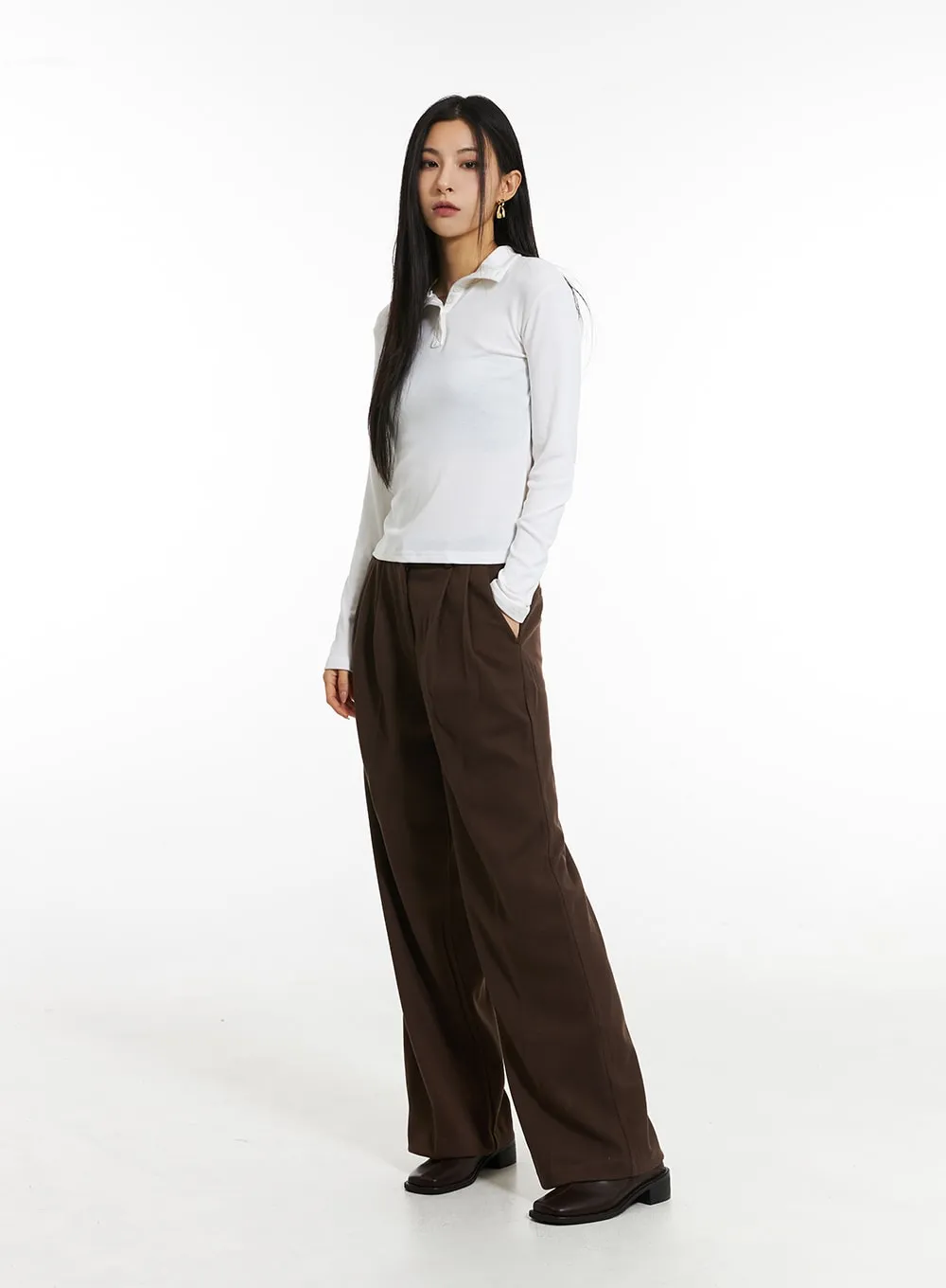 Pintuck Wide-Leg Pants IN308 sold by Lewkin product image thumbnail 4
