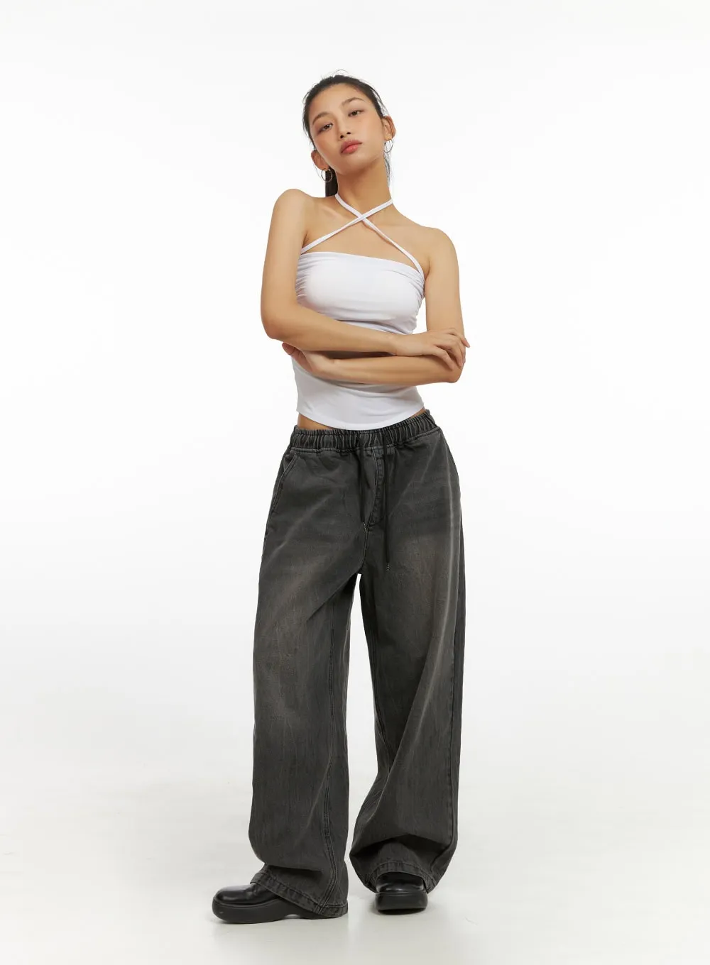 Banding Baggy Jeans IU412 sold by Lewkin