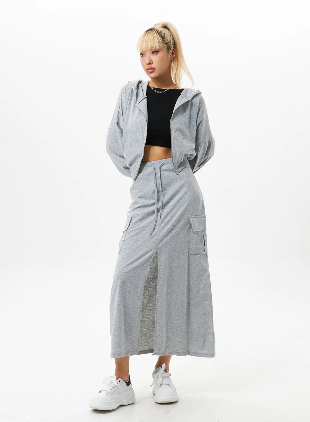 Crop Hoodie Zip-Up IO326 sold by Lewkin product image thumbnail 2