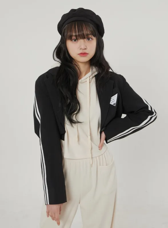Stripe Sleeve Cropped Jacket BF303 sold by Lewkin