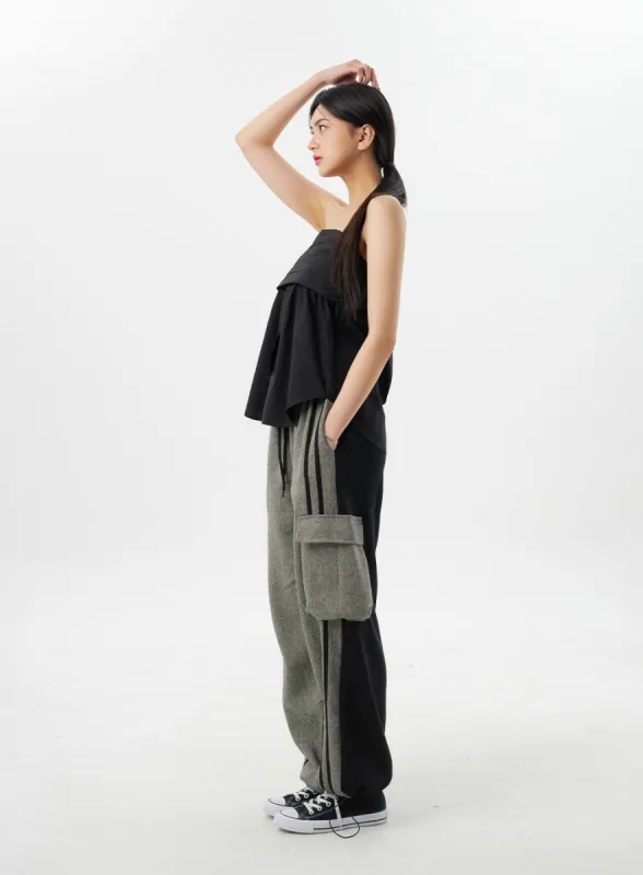 Two Color Cargo Track Pants BY325 sold by Lewkin