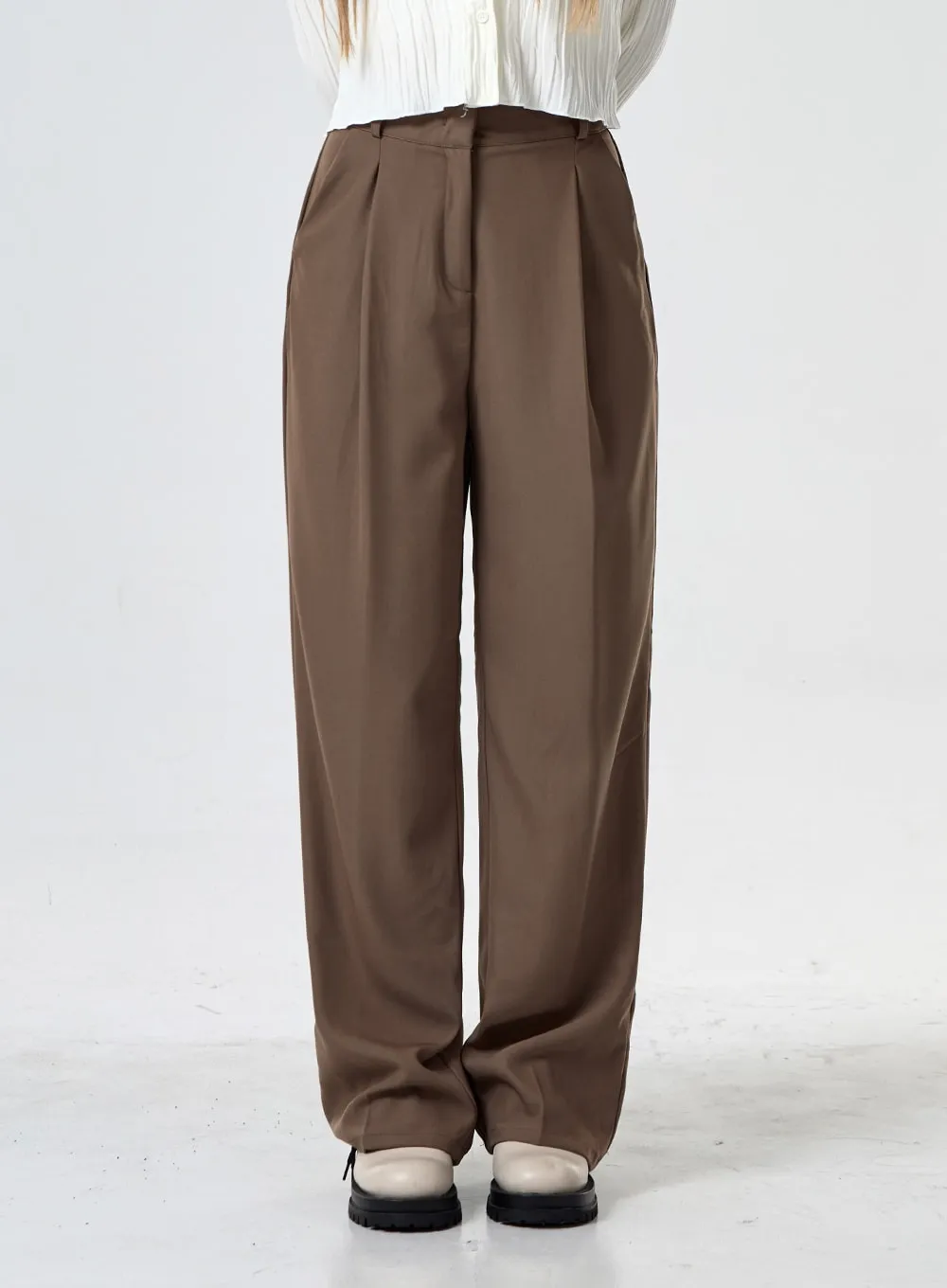 Pintuck Wide Tailored Pants With 3 Versions Of Length CG24 sold by Lewkin product image thumbnail 2