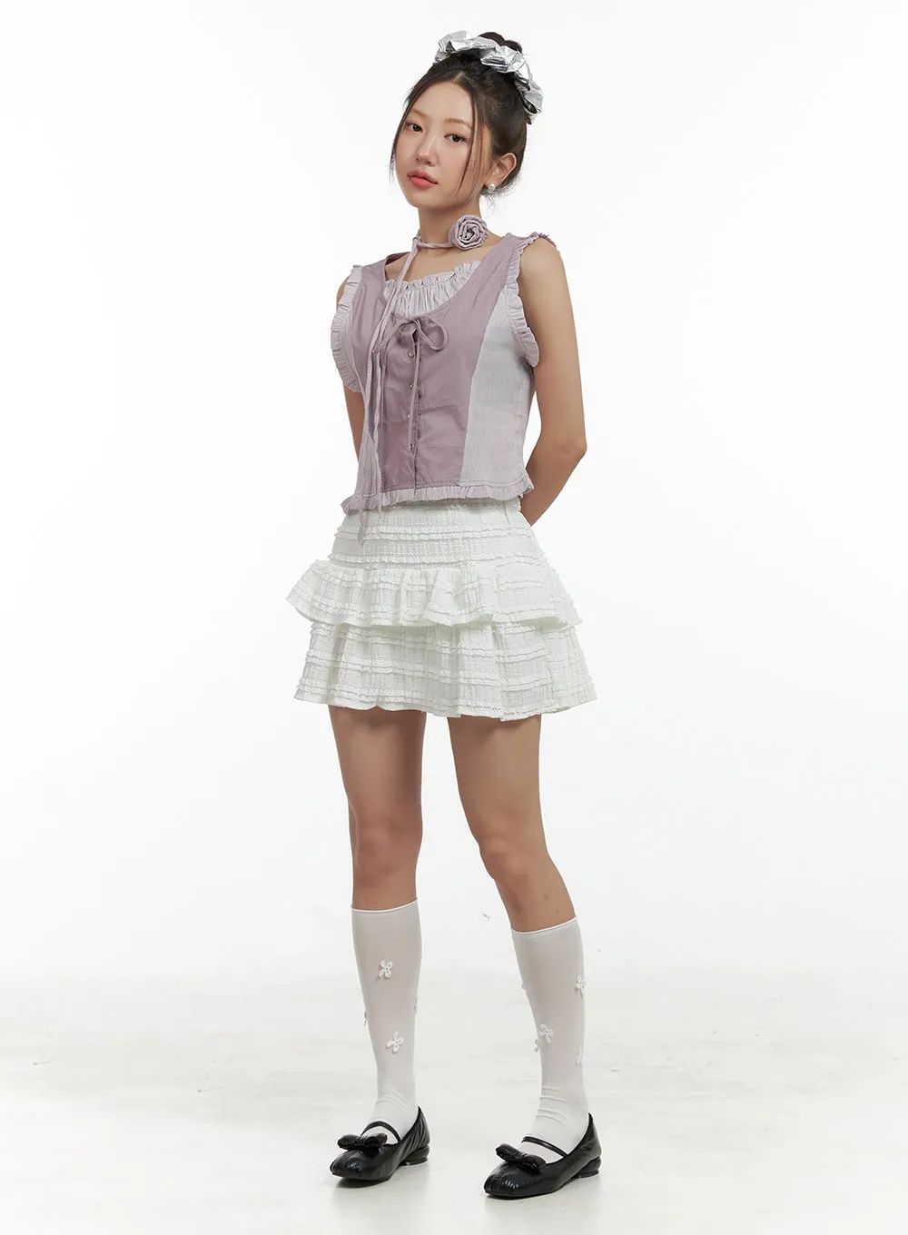 Textured Ruffle Mini Skirt OL402 sold by Lewkin