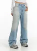 Mid Waist Wide Leg Pocket Jeans CJ425 sold by Lewkin