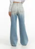 Mid Waist Wide Leg Pocket Jeans CJ425 sold by Lewkin