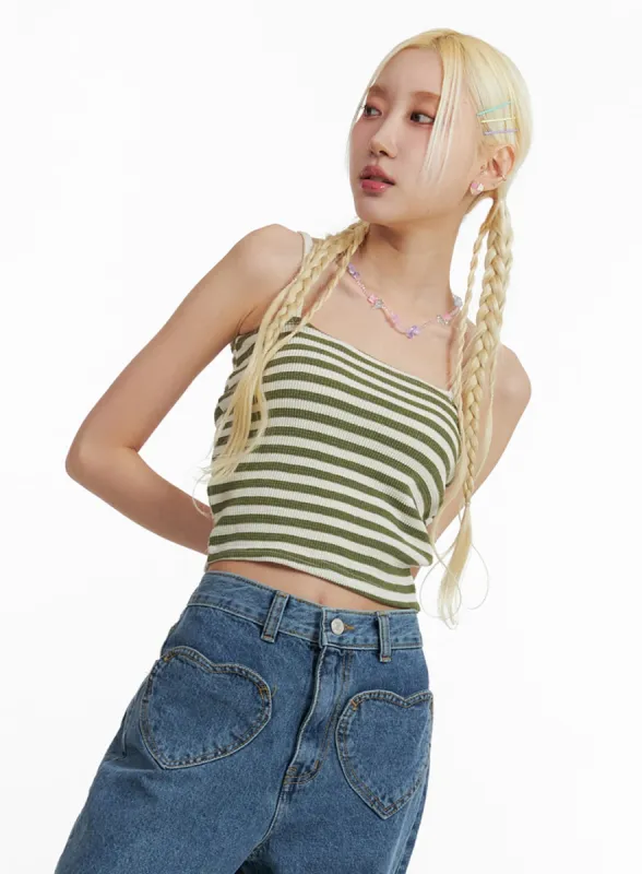 Basic Striped Tank Cami Top IF408 sold by Lewkin