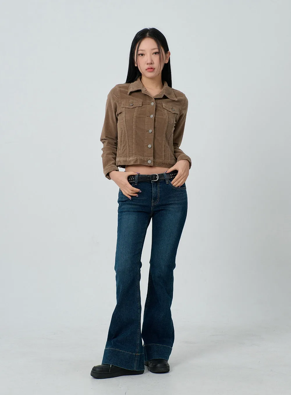 Cotton Blend Button Cropped Jacket CJ303 sold by Lewkin product image thumbnail 3
