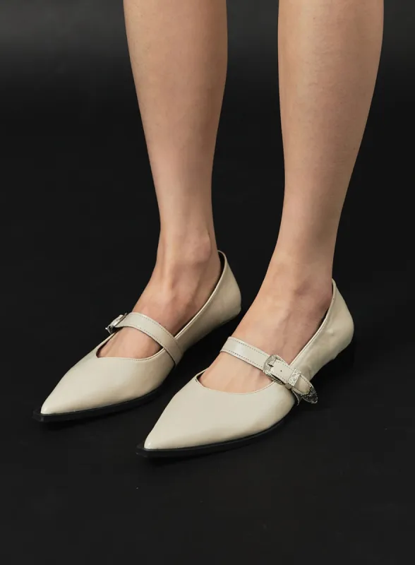 Buckle Pointed Toe Flats with Low Heels CA412 sold by Lewkin
