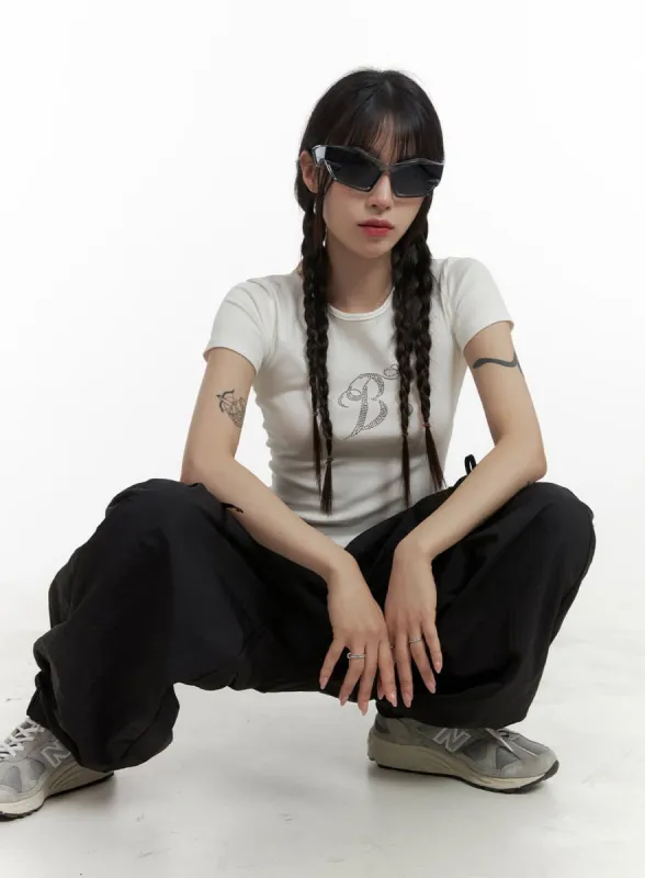 Ribbon Cargo Nylon Pants OA425 sold by Lewkin