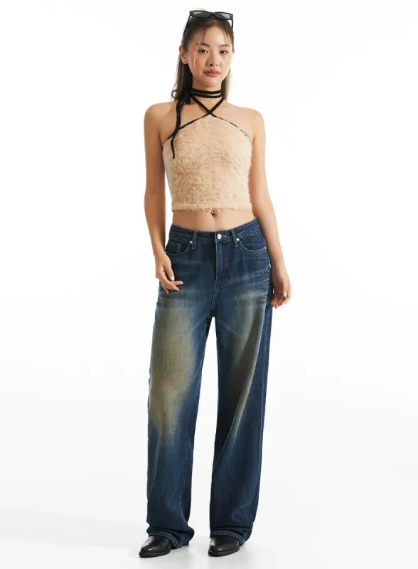 Washed Wide Denim Jeans CO313 sold by Lewkin