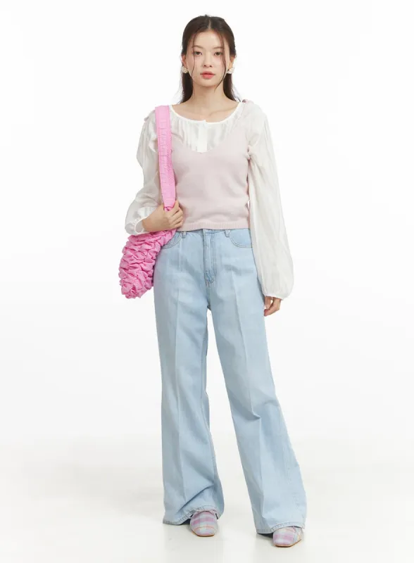 Loose Fit Bootcut Jeans OY417 sold by Lewkin