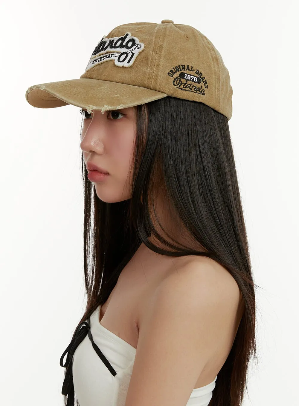 Distressed Embroidered Lettering Cap CY408 sold by Lewkin product image thumbnail 3