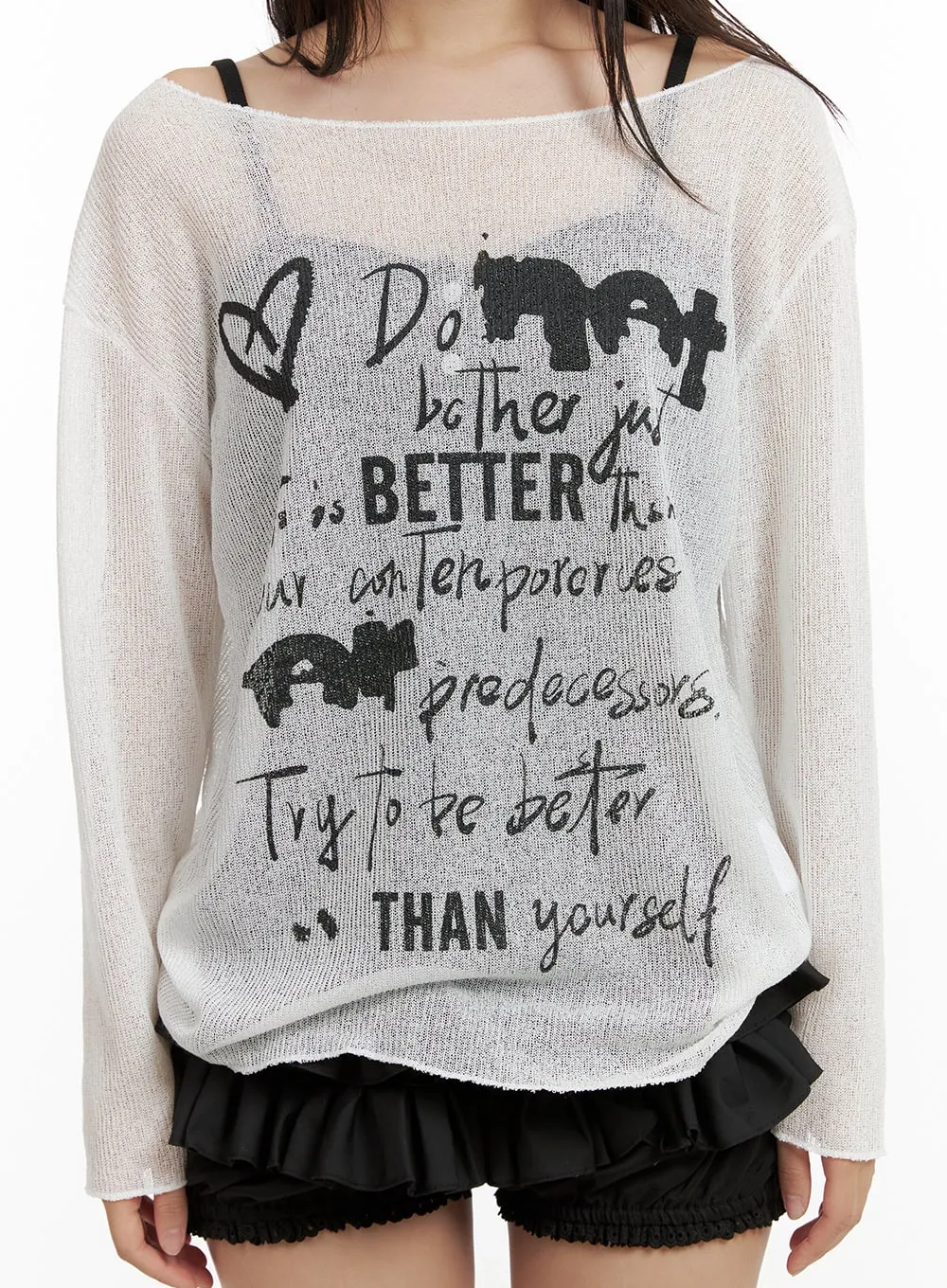 Sheer Graphic One-Shoulder Summer Sweater CU404 sold by Lewkin product image thumbnail 3