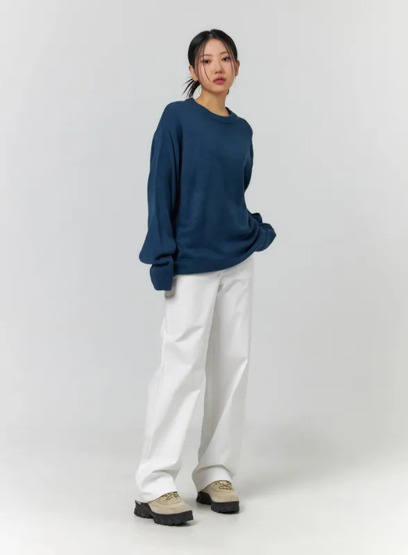 Solid Cotton Straight Pants CF401 sold by Lewkin
