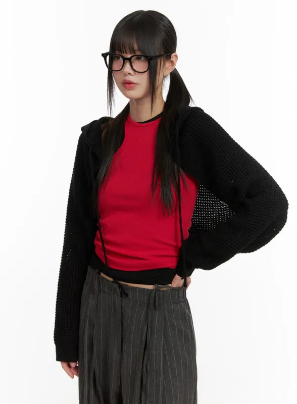 Hollow Out Knitted Hoodie Bolero CA418 sold by Lewkin