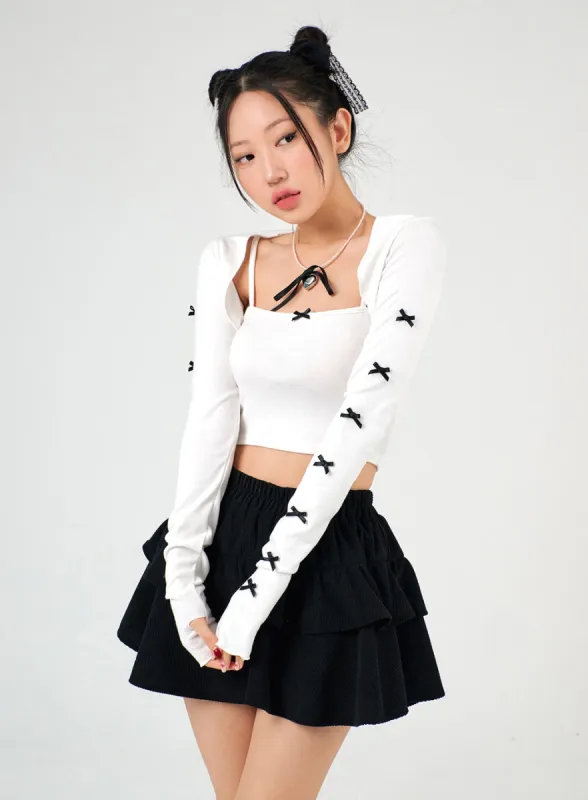 Bowknot Long Sleeve Bolero Shrug and Tank Set IJ402 sold by Lewkin