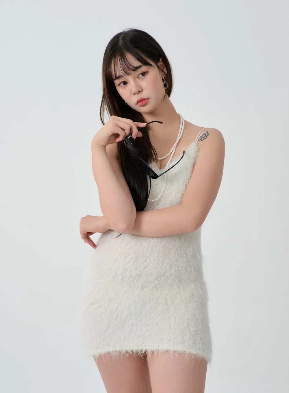 Faux Fur Sleeveless Mini Dress ID30 sold by Lewkin