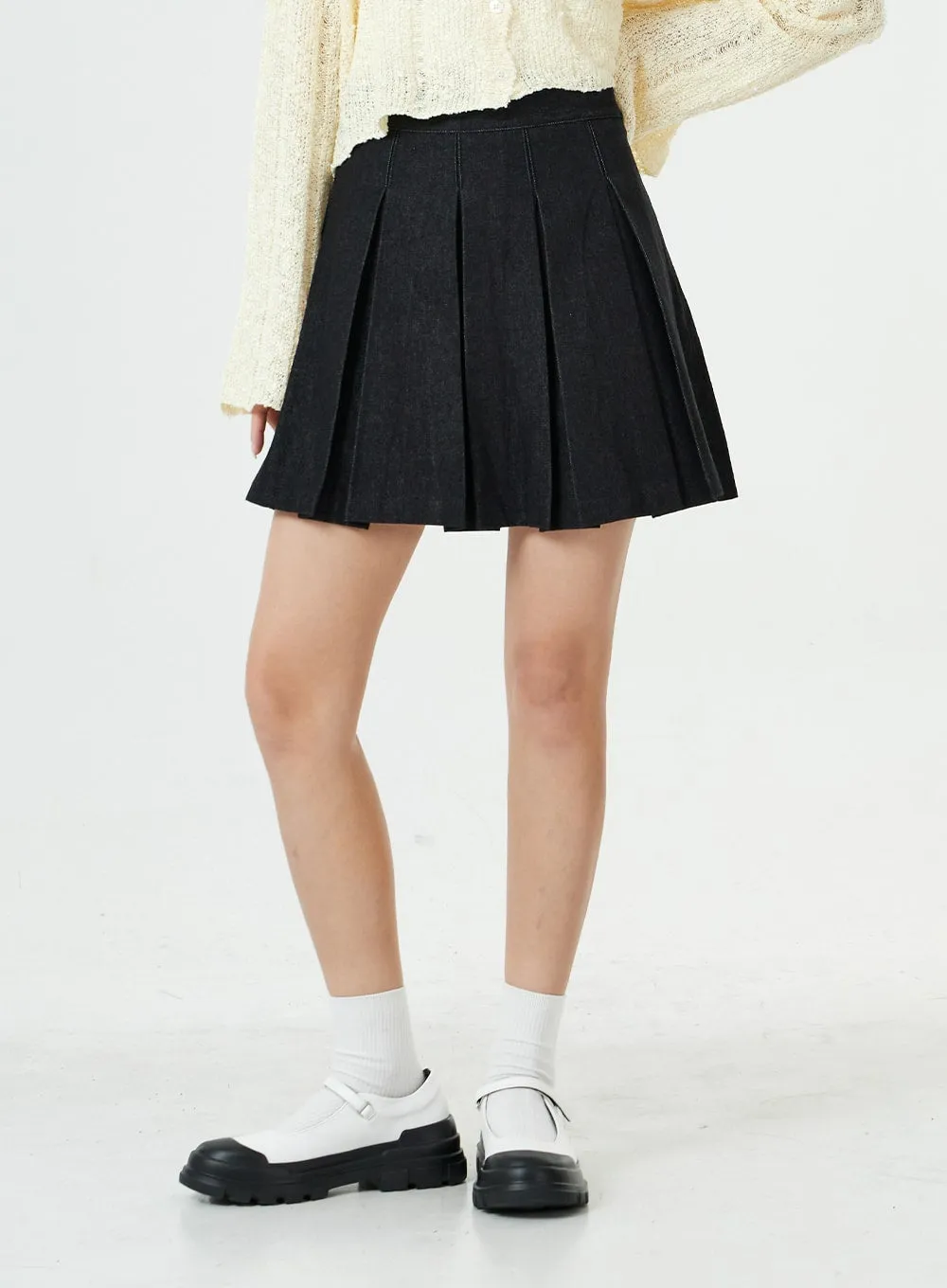 Denim Pleated Mini Skirt BG29 sold by Lewkin product image thumbnail 2