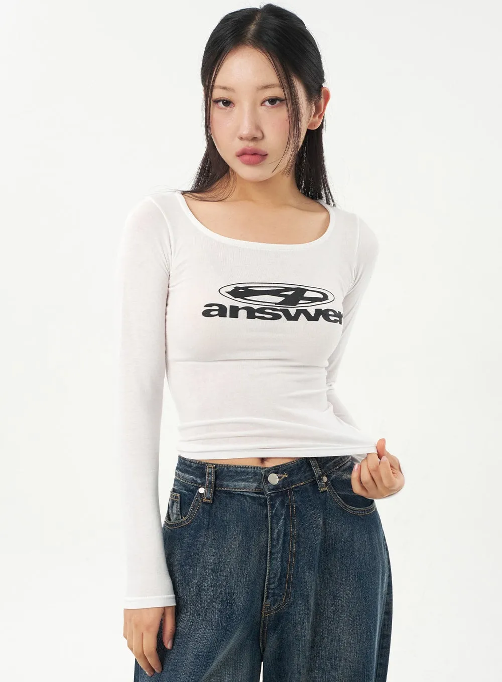 Scoop Neck Graphic Top CA325 sold by Lewkin