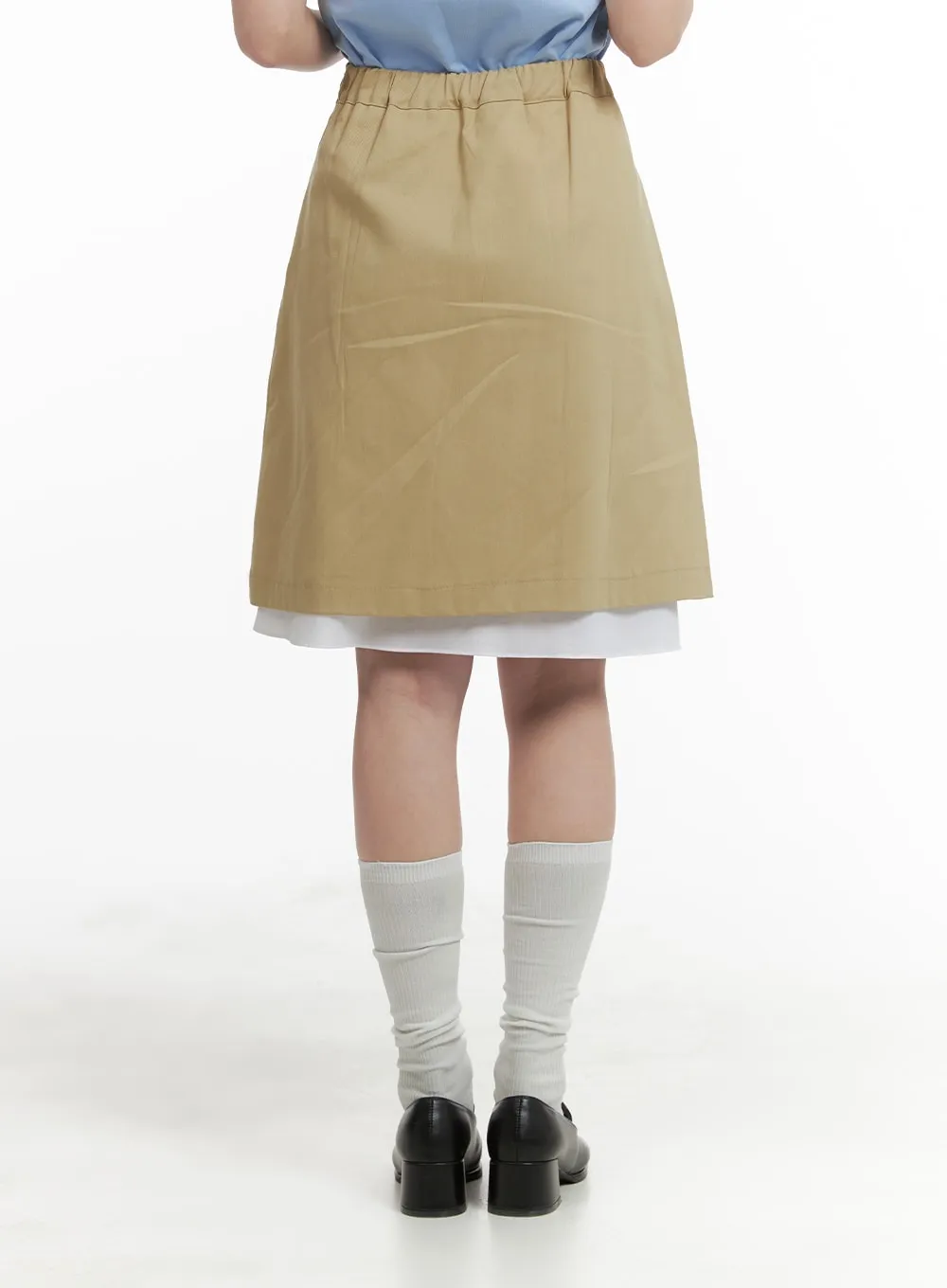 Solid Two Layered Pleated Midi Skirt OM425 sold by Lewkin product image thumbnail 4