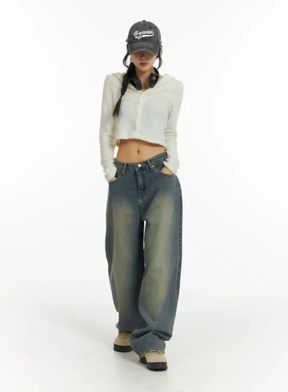 Wide Washed Denim Jeans CJ418 sold by Lewkin