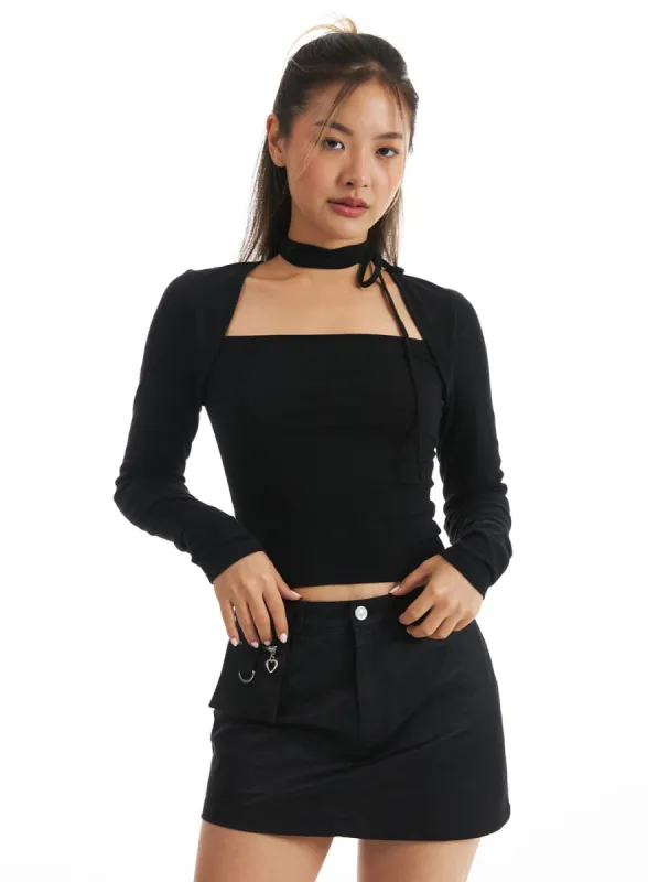 Refined Tie-Accent Top CO318 sold by Lewkin