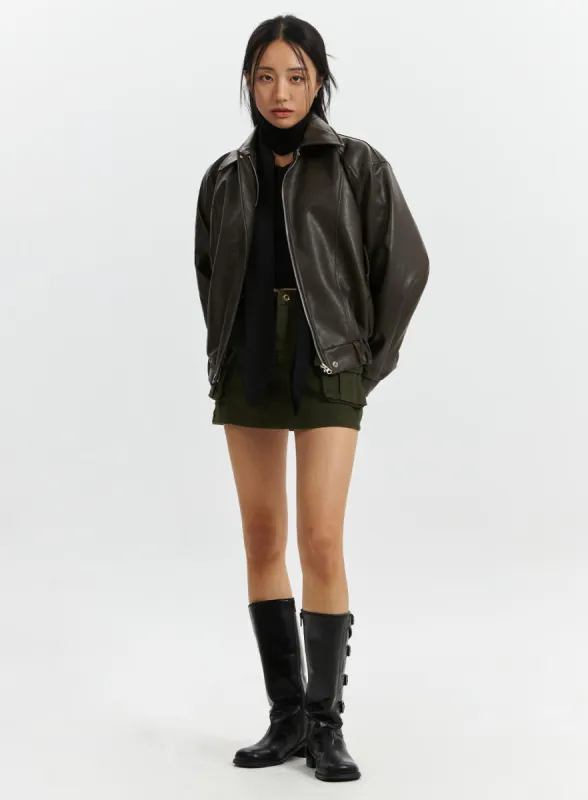 Cargo Belted Mini Skirt CD321 sold by Lewkin