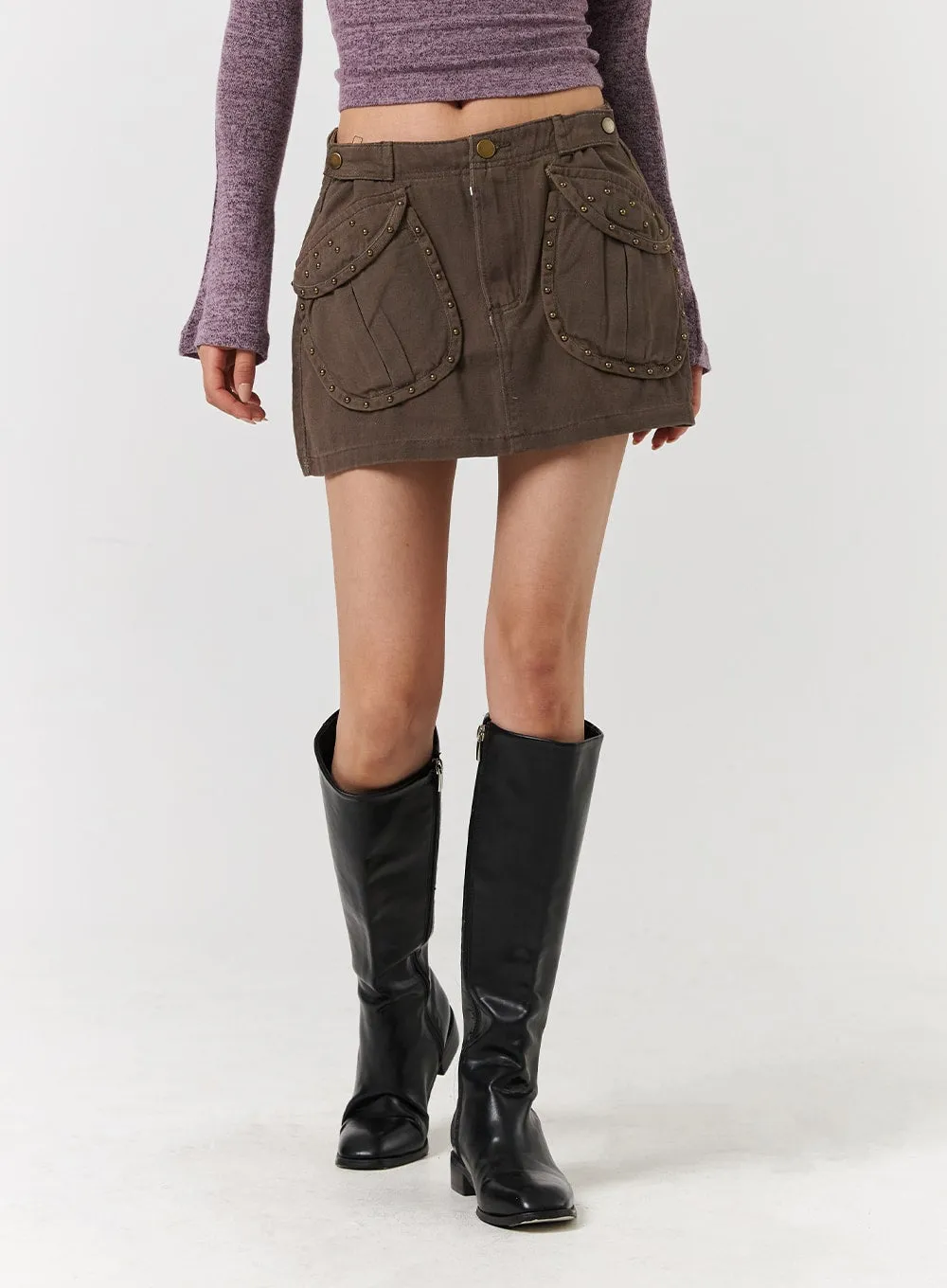Studded Pocket Cargo Mini Skirt CD322 sold by Lewkin product image thumbnail 5