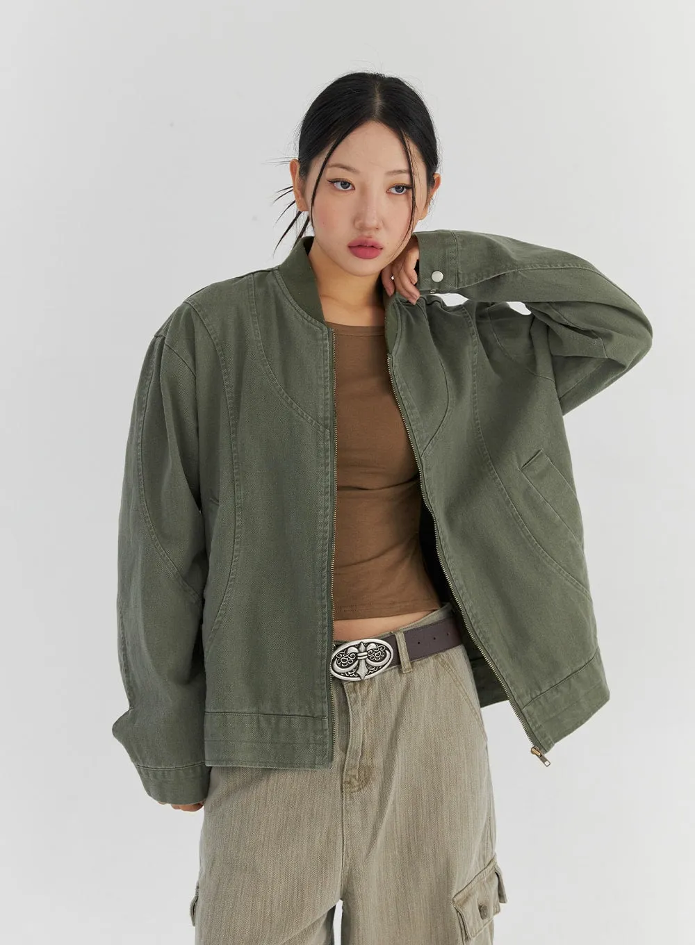 Loose Fit Bomber Jacket CS321 sold by Lewkin product image thumbnail 4