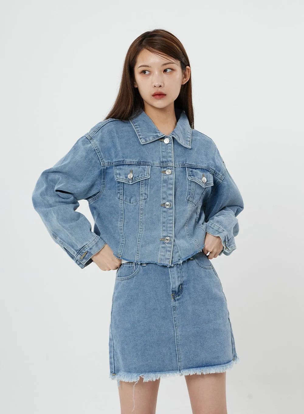 Sienna Crop Jeans Jacket CS21 sold by Lewkin product image thumbnail 5