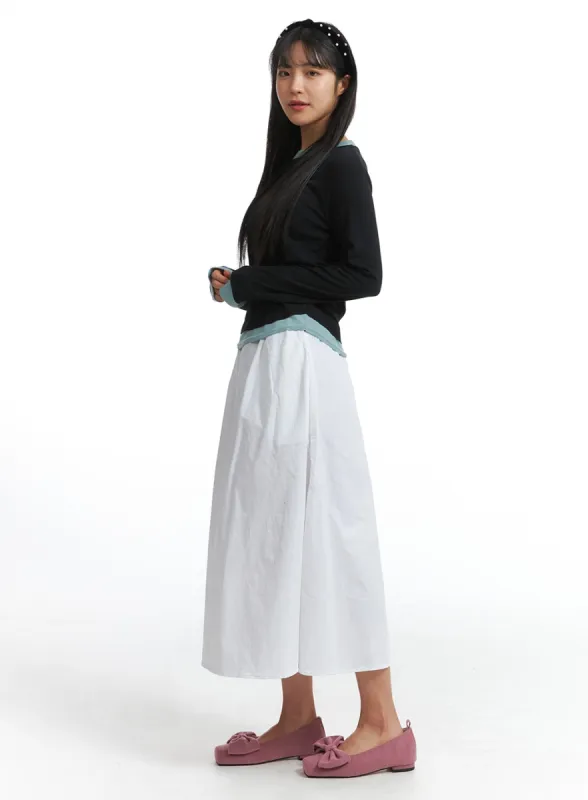 Solid Elastic Waist Maxi Skirt OJ302 sold by Lewkin